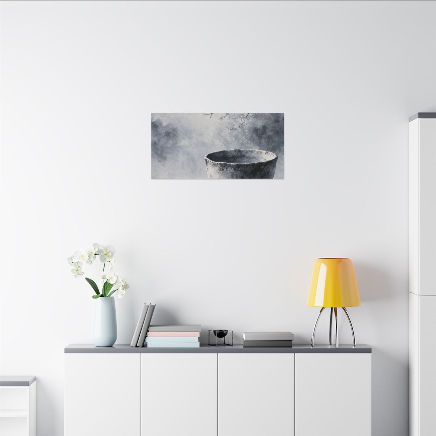 Seijaku Ceramic Bowl Canvas Art - Zen Sumi E