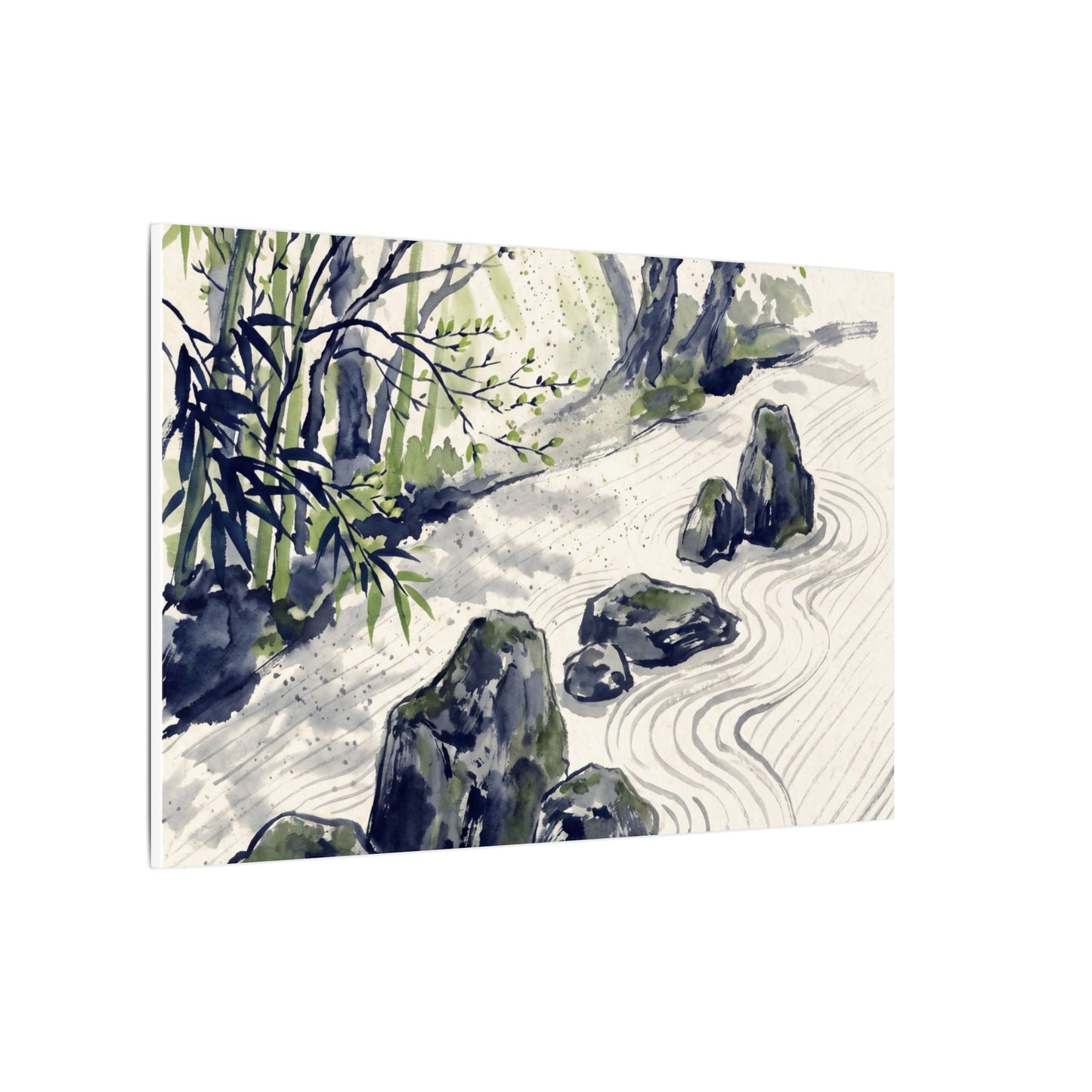 Dappled Rock Garden Canvas Art - Zen Mono No Aware