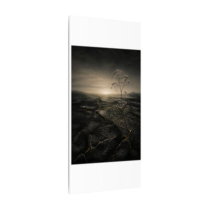 Dawn Cracked Earth Canvas Art - Dark Japandi Mono No Aware