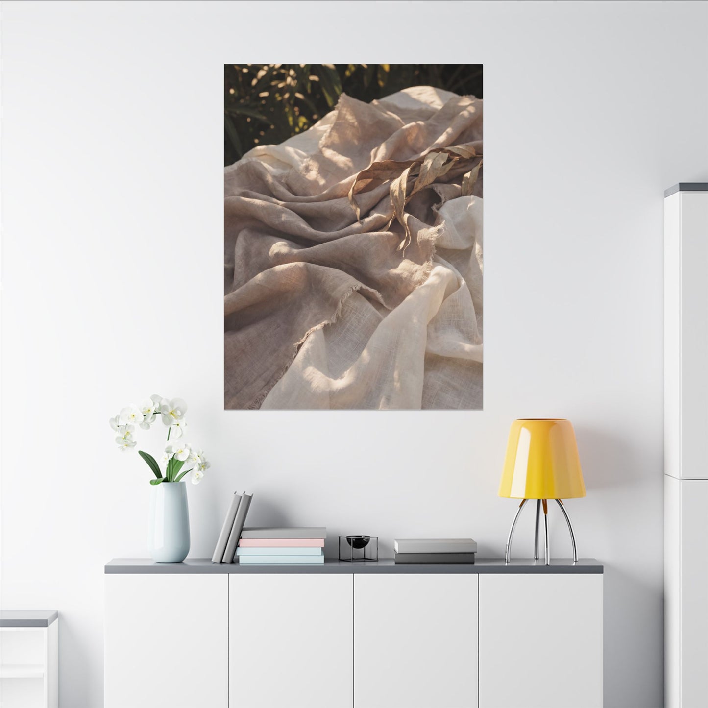 Silk Drape Summer Canvas Art | Japandi Neutral Design