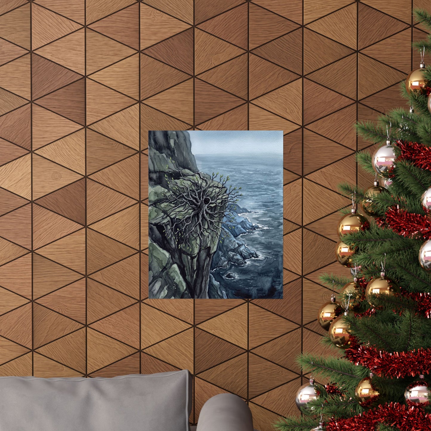 Pine Tree Watercolor Wall Art Print | Elegant Japandi Art