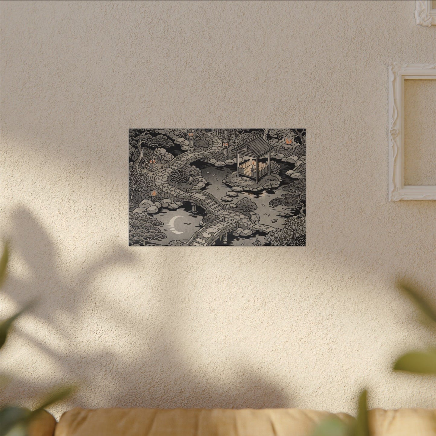 Moonlit Garden Ukiyo E Inspired Canvas Art | Serene Zen Art