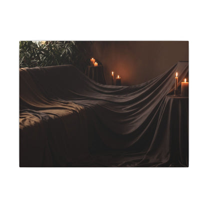 Candlelight Silk Drape Canvas Art - Dark Japandi Ma