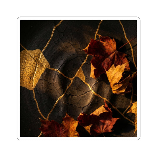 Shadow Play Sticker | Autumn Kintsugi Crackle Gold Art