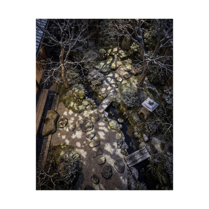 Moonlit Garden Wall Art Print | Winter Japandi Japanese Pattern Art