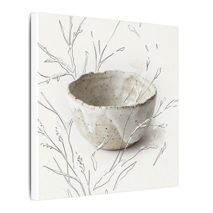 Neutral Ceramic Bowl Canvas Art - Minimal Line Japandi
