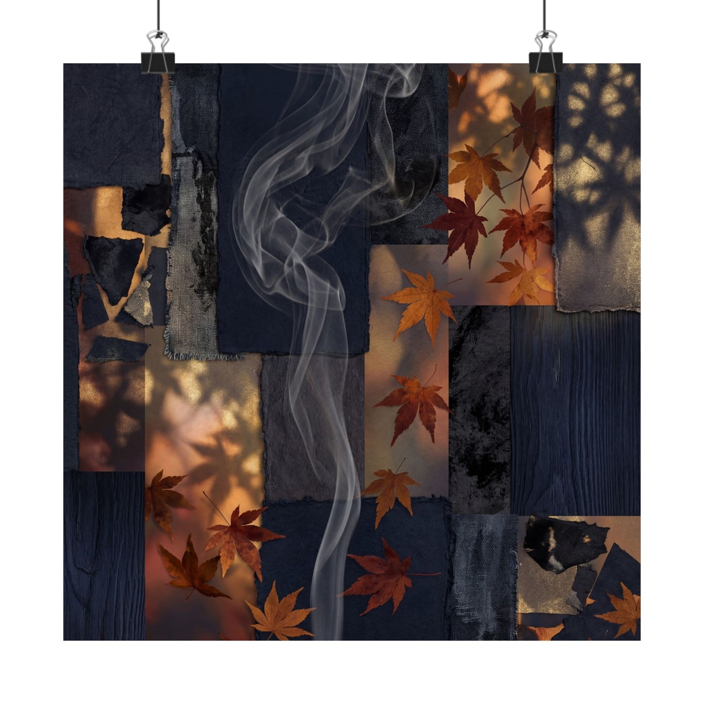 Dappled Incense Smoke Wall Art Print - Dark Japandi Seijaku Art Print