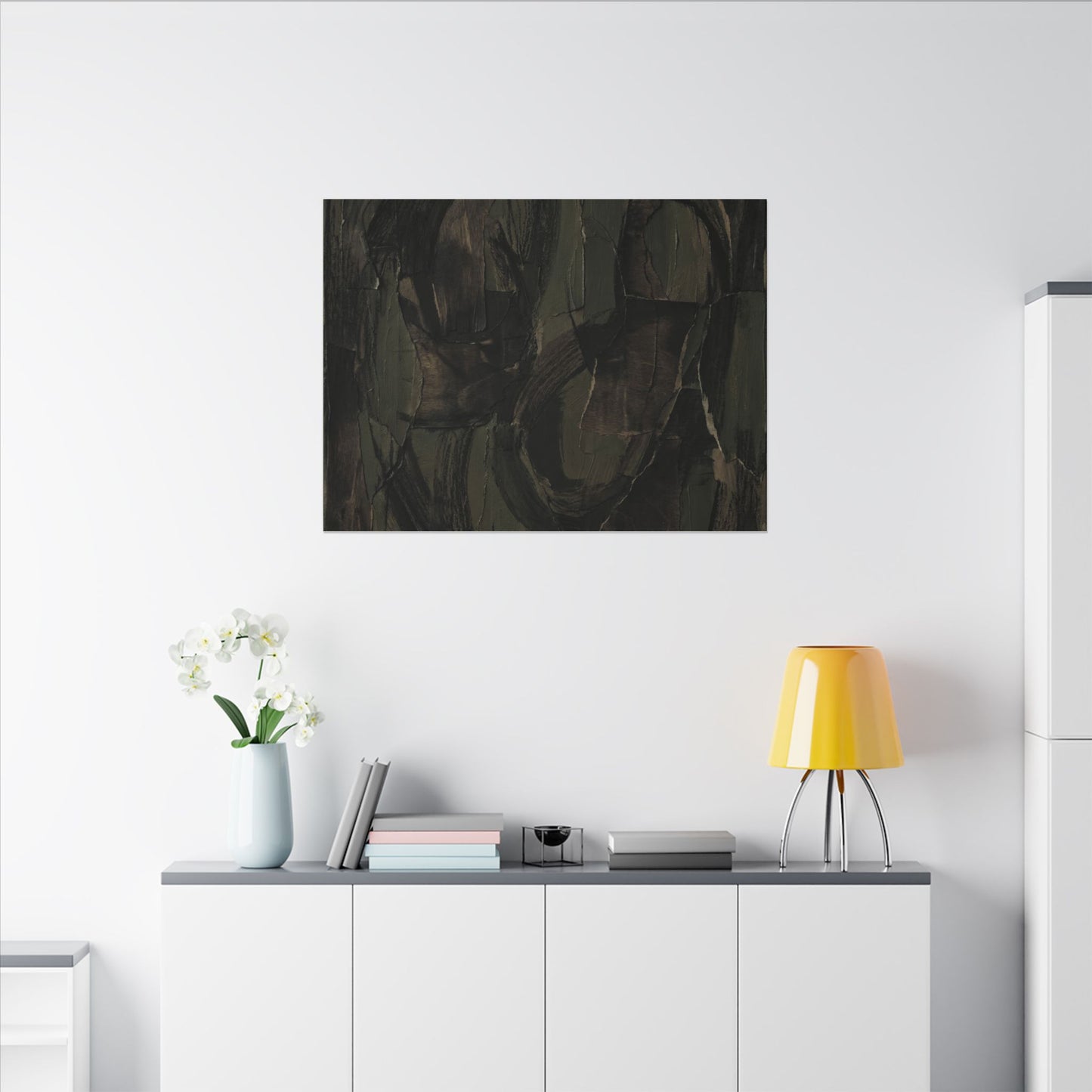 Mixed Media Dark Japandi Textured Canvas Art