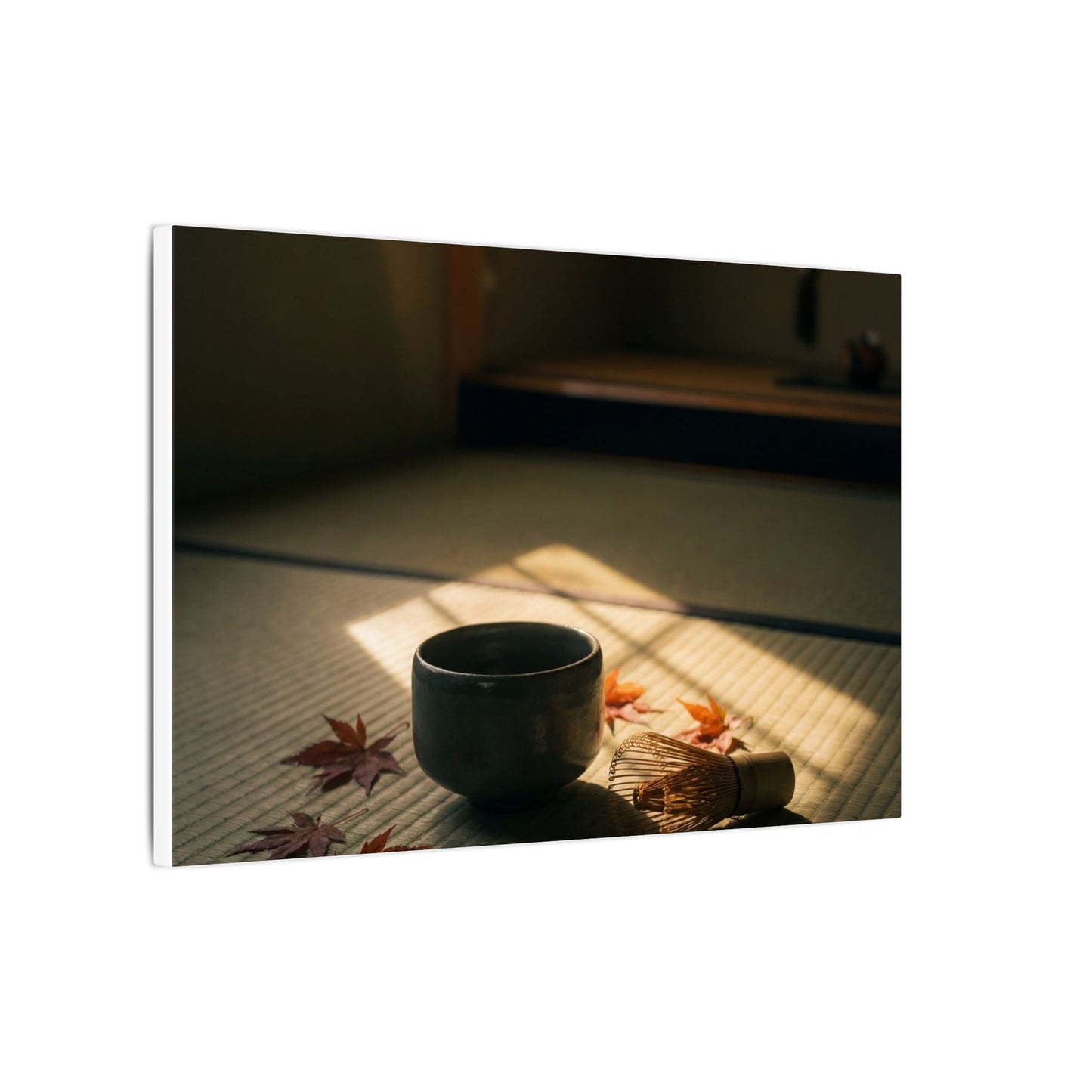 Dark Japandi Tea Ceremony in Golden Hour | Moody Minimal Canvas Art