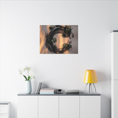 Ink Brushstroke Spring Canvas Art | Dark Japandi Bold Design