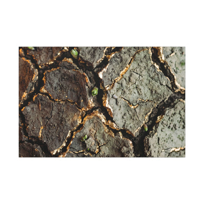 Earthy Cracked Earth Canvas Art - Japanese Pattern Japandi