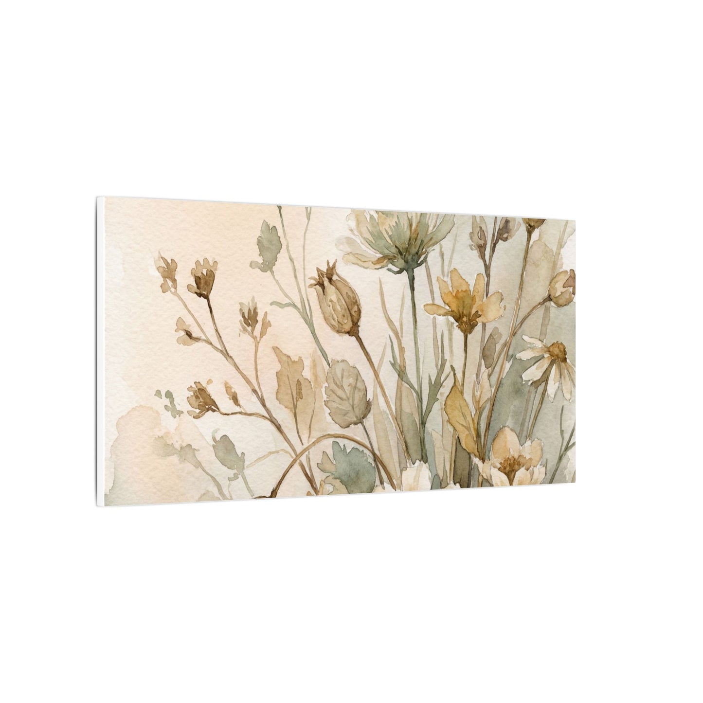 Summer Dried Flowers Watercolor Canvas Art | Elegant Decor