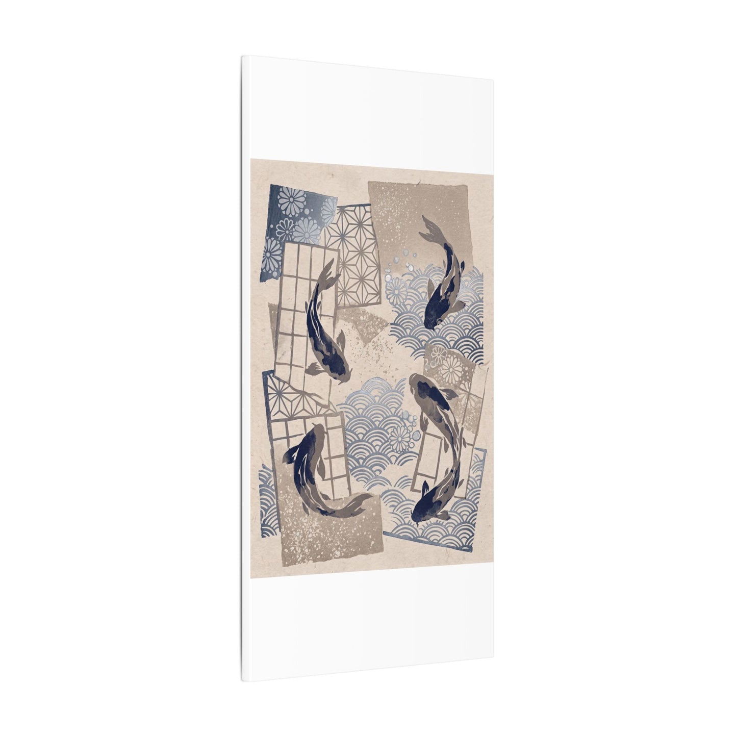 Earthy Koi Pond Canvas Art - Japanese Pattern Japandi