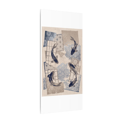 Earthy Koi Pond Canvas Art - Japanese Pattern Japandi