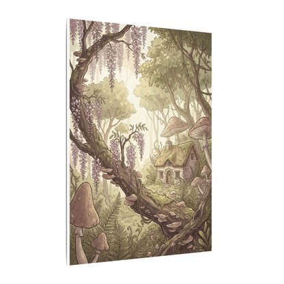 Summer Wisteria Mushroom Illustration Canvas Art | Enchanting Decor
