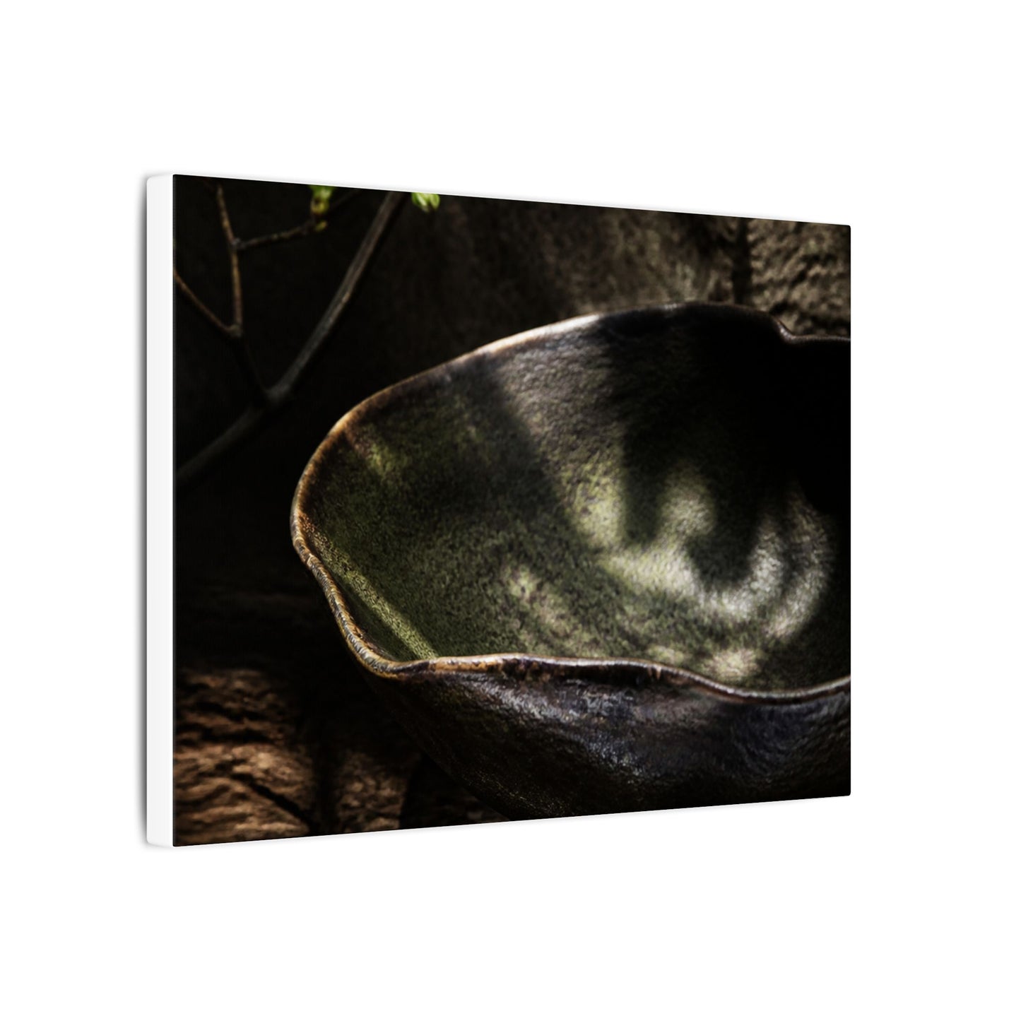 Sophisticated Ceramic Bowl Canvas Art - Dark Texture Dark Japandi
