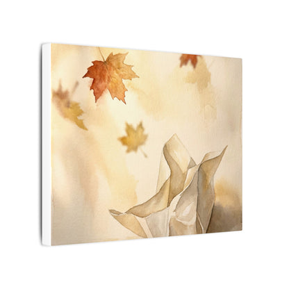 Japandi Paper Fold in Golden Hour | Watercolor Canvas Art