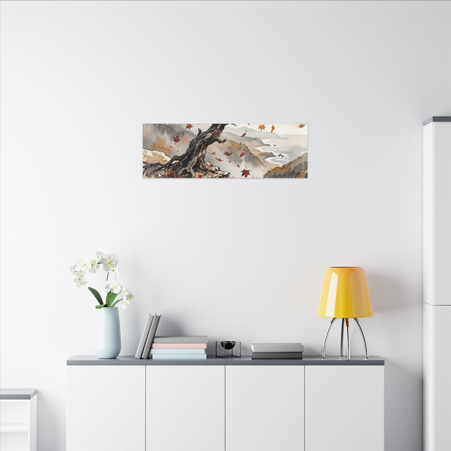 Autumn Pine Tree Watercolor Canvas Art | Warm Decor