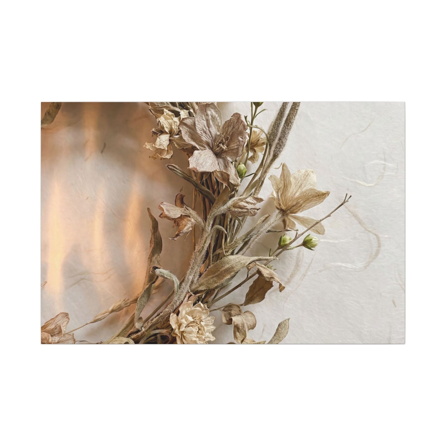 Dried Flowers Japanese Pattern Canvas Art | Neutral Japandi Art Art Print