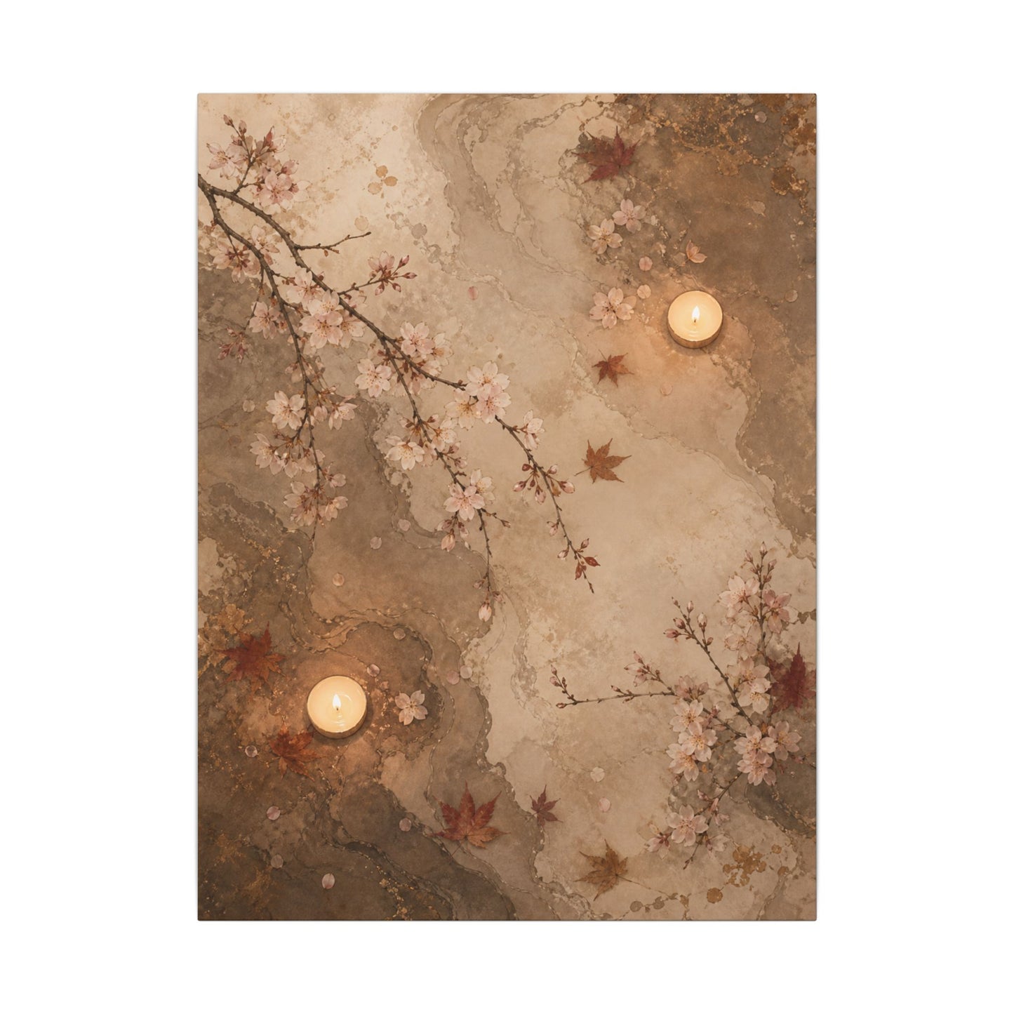 Cherry Blossom Canvas Art | Autumn Japandi Japanese Pattern Art