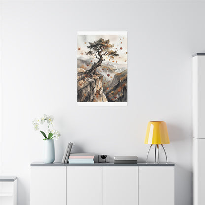 Autumn Pine Tree Watercolor Canvas Art | Warm Decor