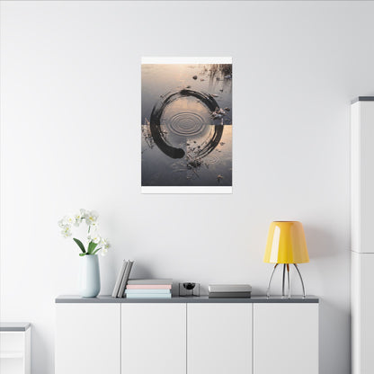 Winter Water Ripple Enso Canvas Art | Tranquil Decor