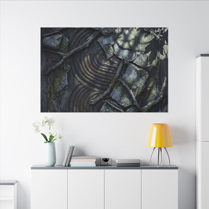 Rock Garden Canvas Art | Winter Dark Japandi Dark Texture Art