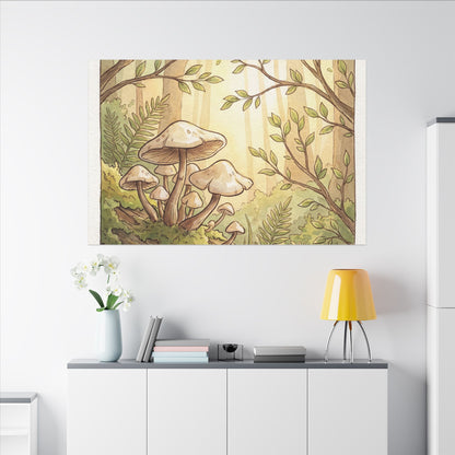 Spring Wild Mushrooms Mushroom Illustration Canvas Art | Cozy Decor