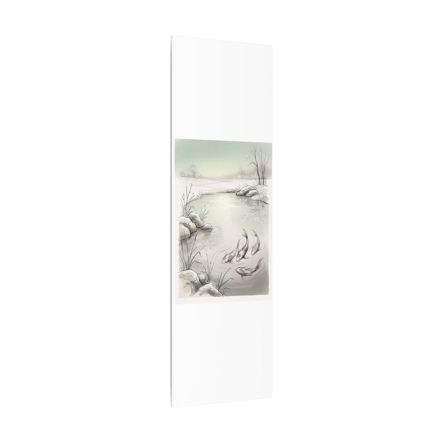 Koi Pond Minimal Line Canvas Art | Cozy Japandi Art