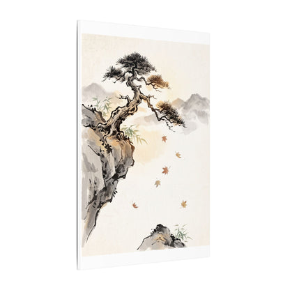 Peaceful Pine Tree Canvas Art - Sumi E Zen
