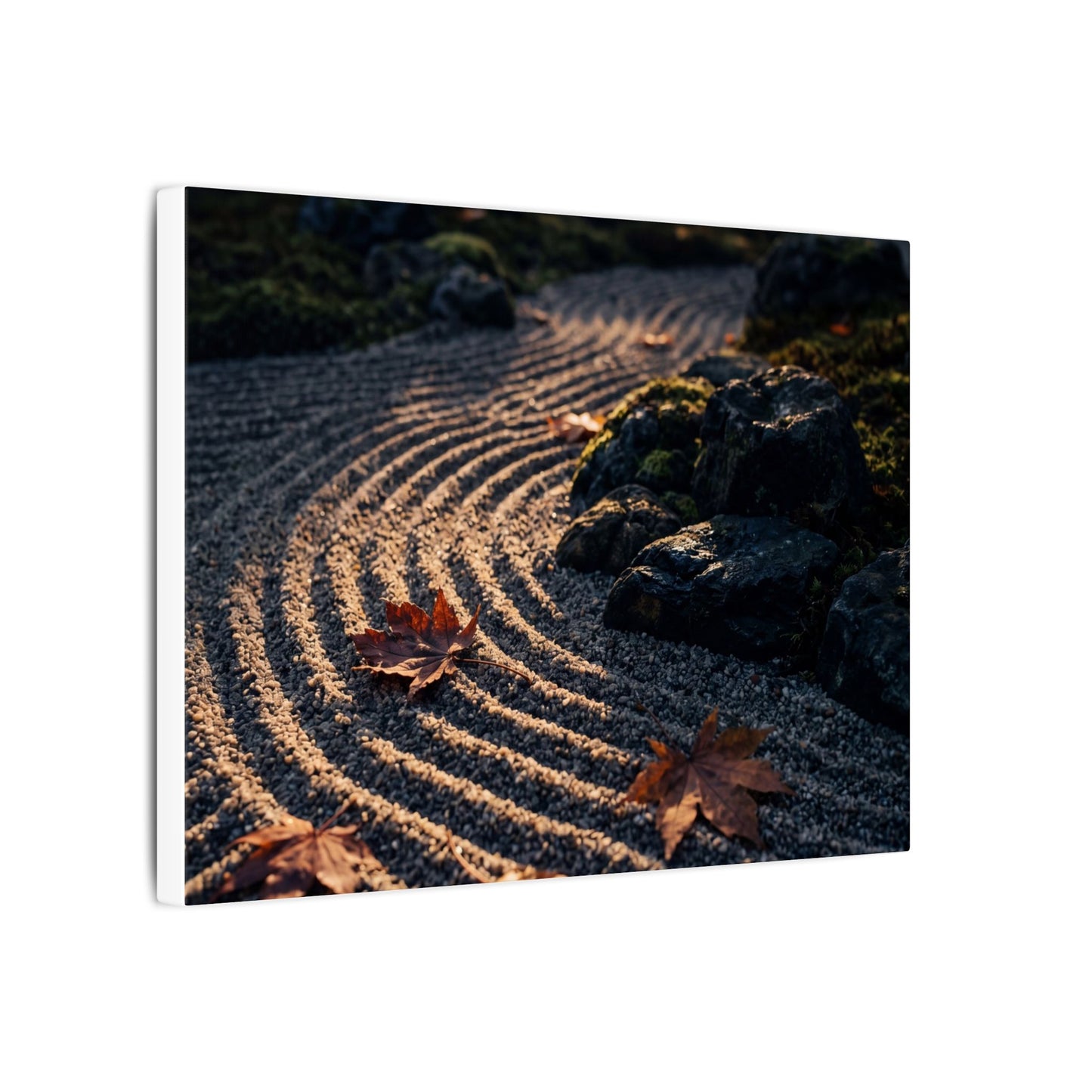 Rock Garden Moody Minimal Canvas Art | Bold Dark Japandi Art