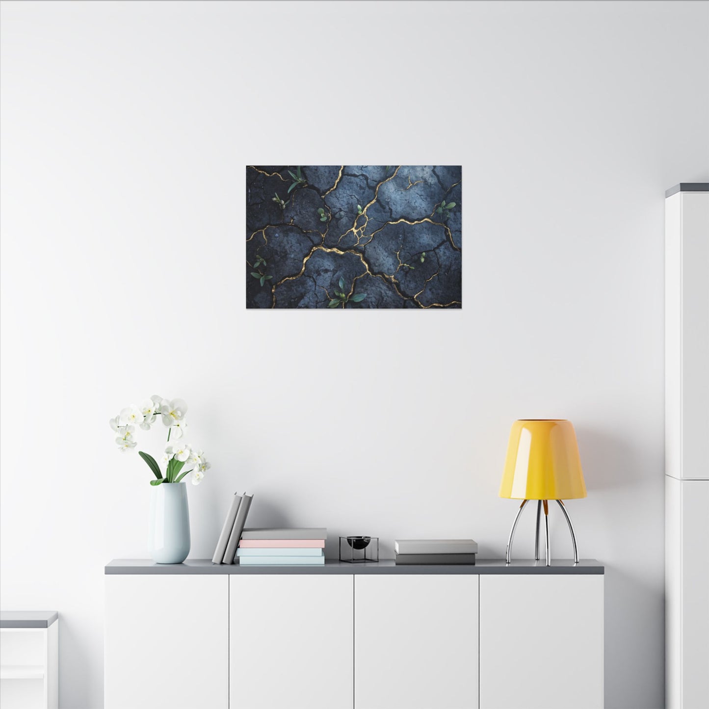 Cracked Earth Spring Canvas Art | Kintsugi Healing Design