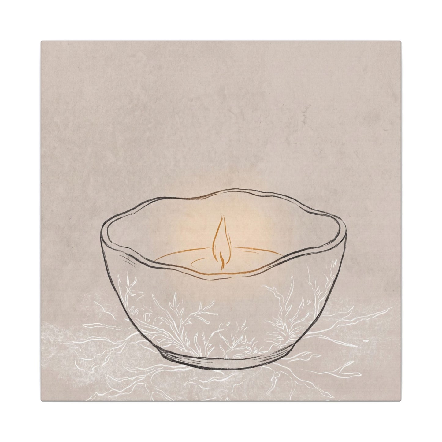 Ceramic Bowl Minimal Line Canvas Art | Neutral Japandi Art