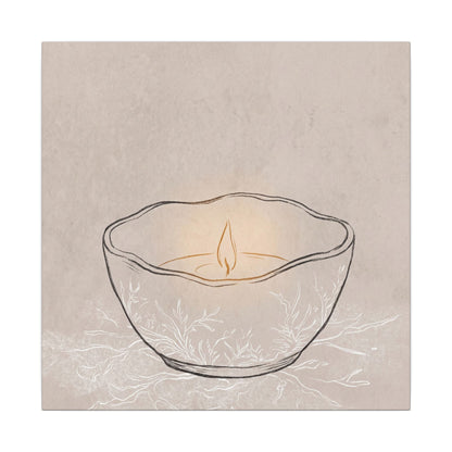 Ceramic Bowl Minimal Line Canvas Art | Neutral Japandi Art