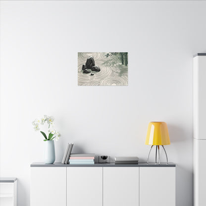Shibui Rock Garden Canvas Art - Zen Ukiyo E Inspired