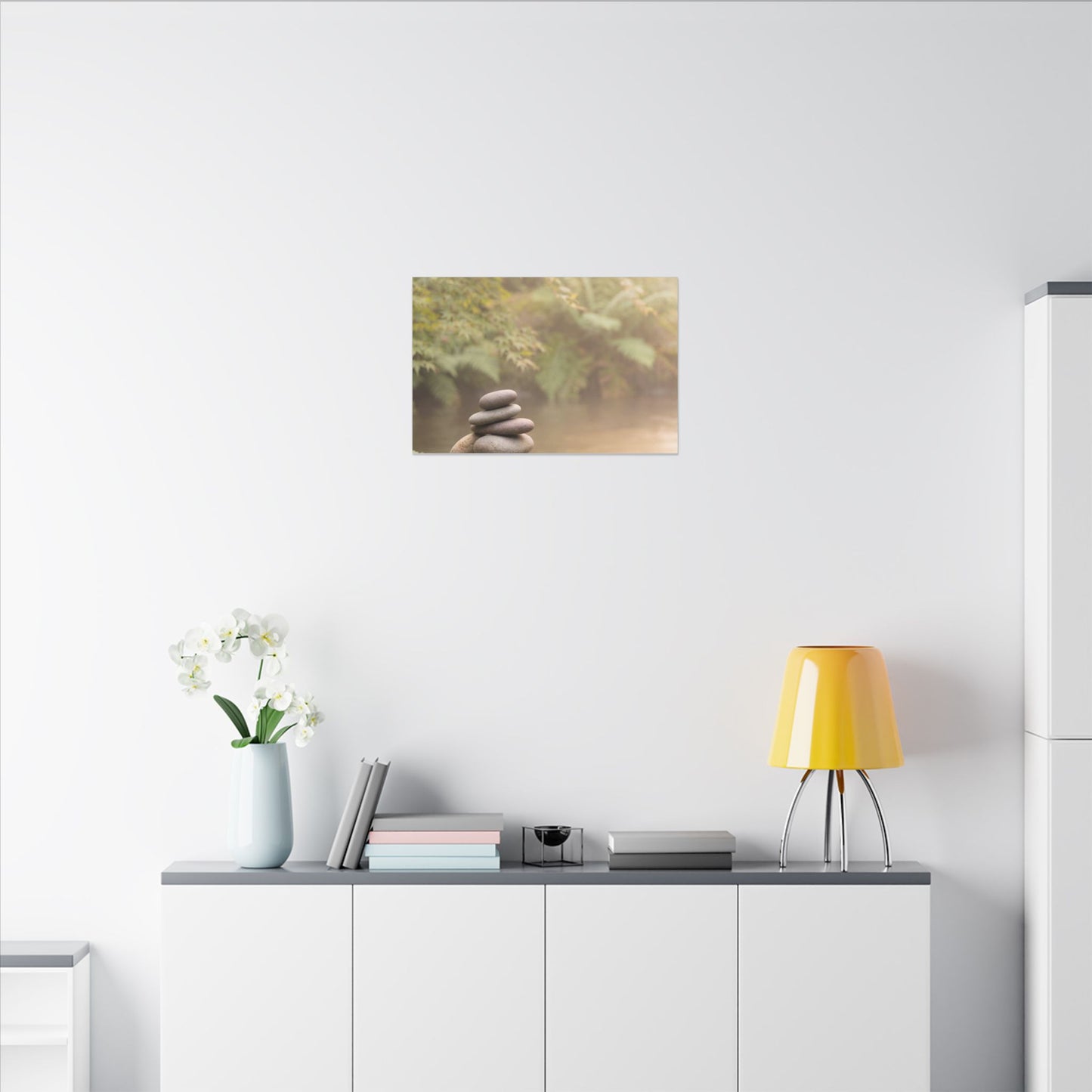 Cozy River Stones Canvas Art - Japanese Pattern Japandi