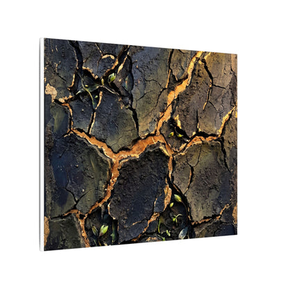 Cracked Earth Spring Canvas Art | Dark Japandi Atmospheric Design