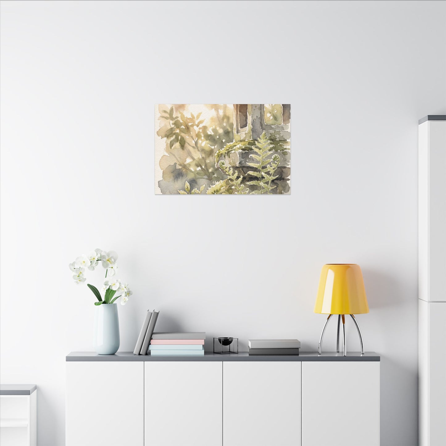 Earthy Stone Lantern Canvas Art - Watercolor Japandi