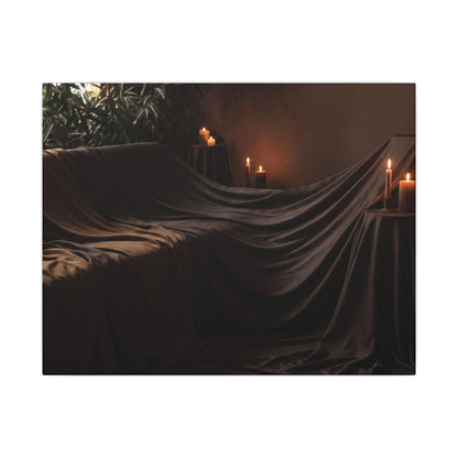Candlelight Silk Drape Canvas Art - Dark Japandi Ma