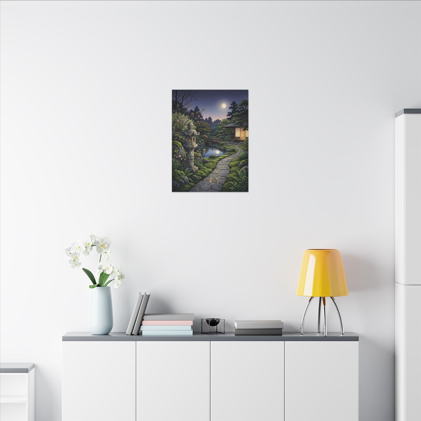 Spring Moonlit Garden Gold Vein Canvas Art | Resilient Decor