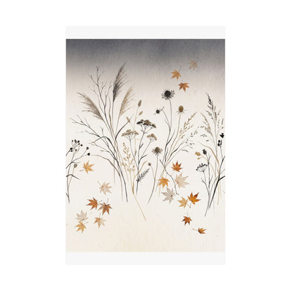Dried Flowers Wall Art Print | Autumn Japandi Japanese Pattern Art