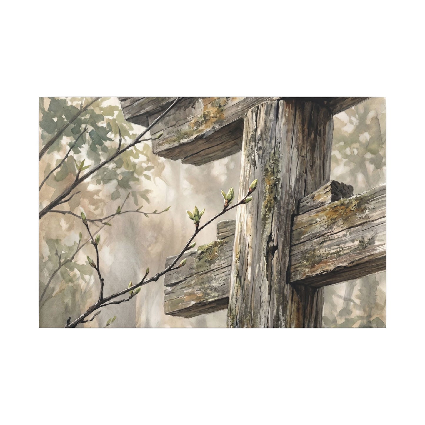 Torii Gate Spring Canvas Art | Japandi Neutral Design