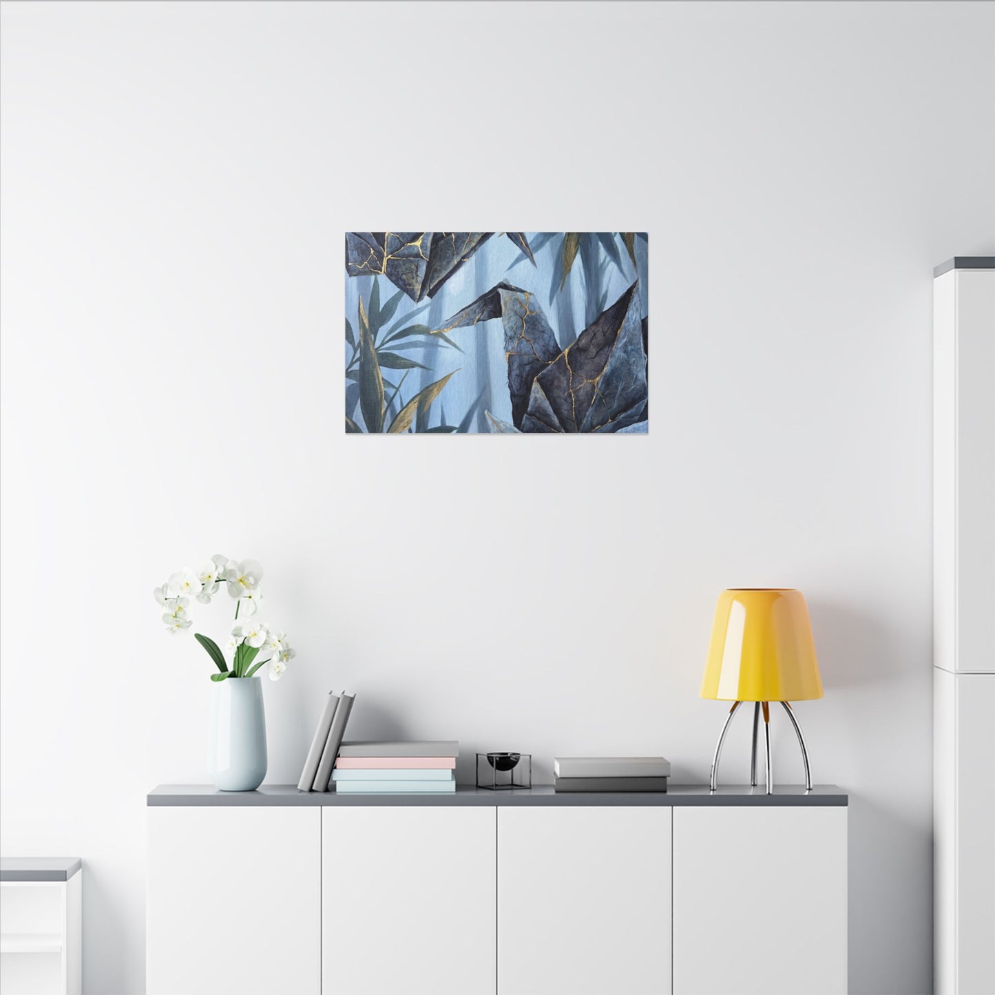Paper Fold Canvas Art | Summer Kintsugi Crackle Gold Art