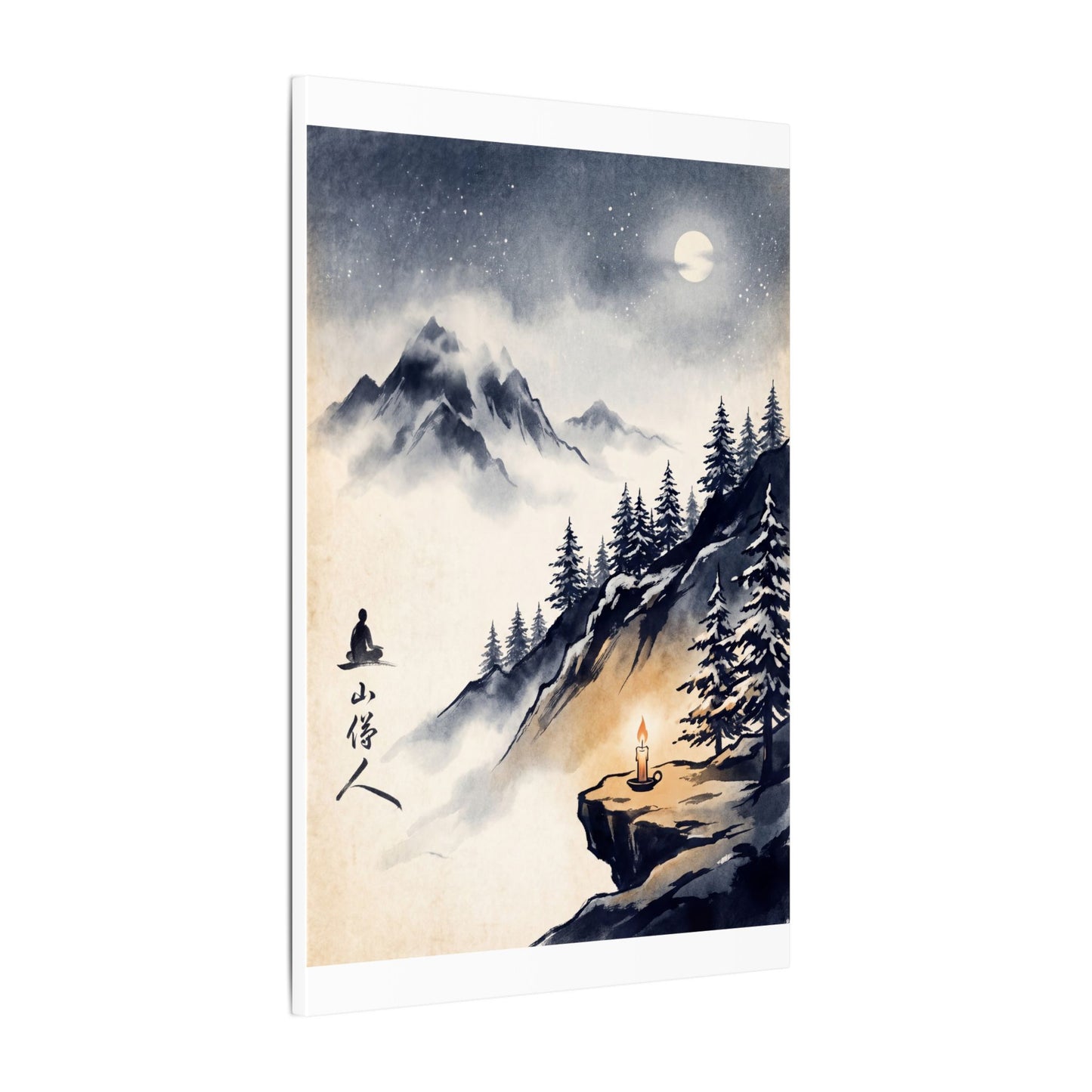 Mountain Mist Canvas Art | Winter Zen Ukiyo E Inspired Art