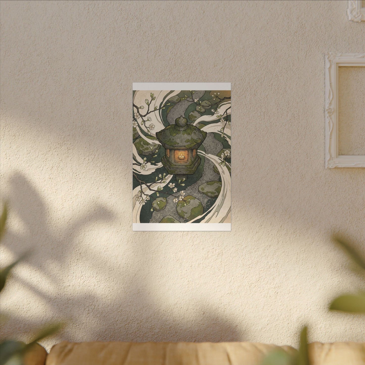 Zen Stone Lantern in Candlelight | Ukiyo E Inspired Canvas Art
