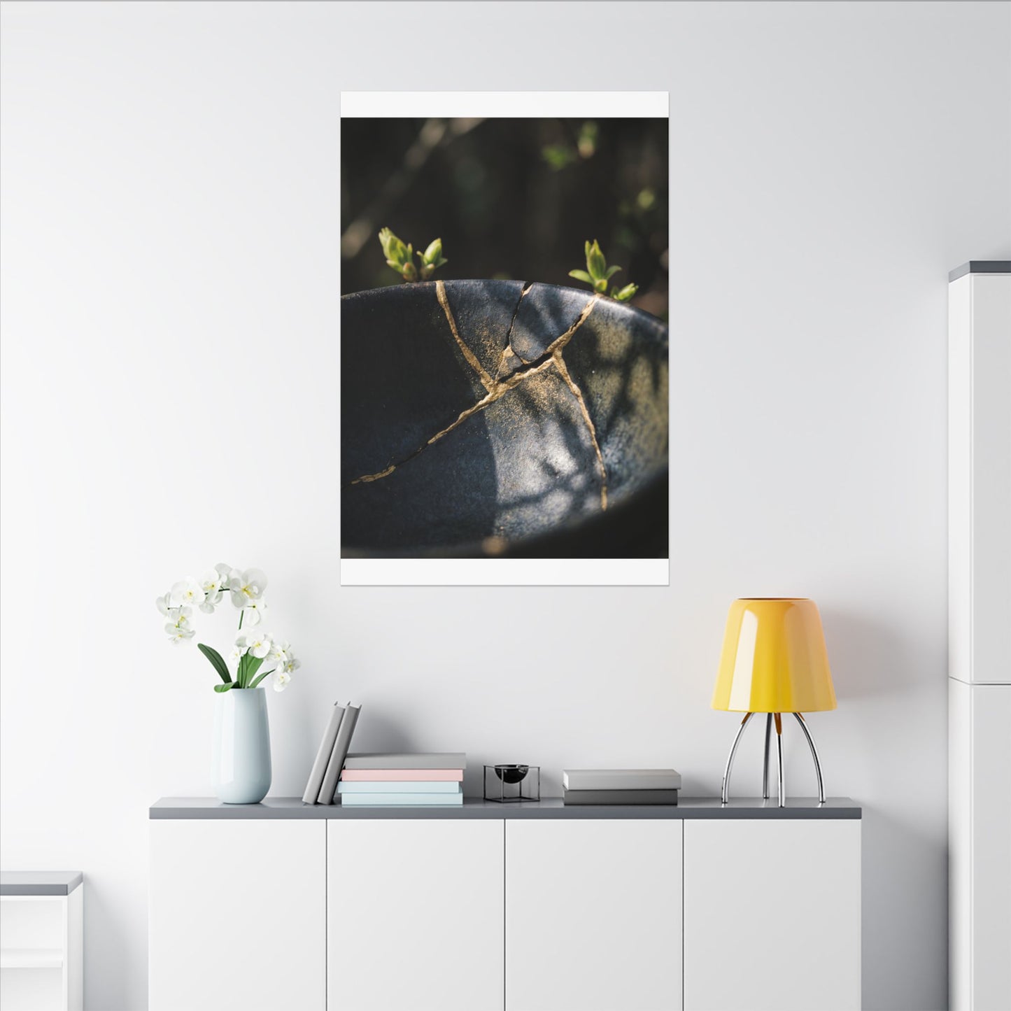 Seijaku Broken Pottery Canvas Art - Dark Japandi Shadow Zen