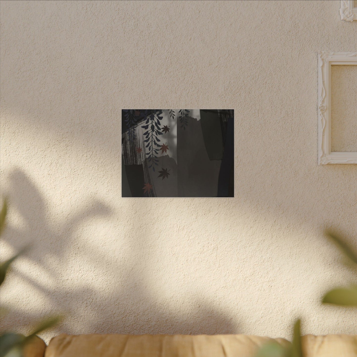 Wisteria Autumn Canvas Art | Dark Japandi Moody Design