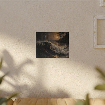 Ocean Wave Dark Texture Canvas Art | Bold Dark Japandi Art