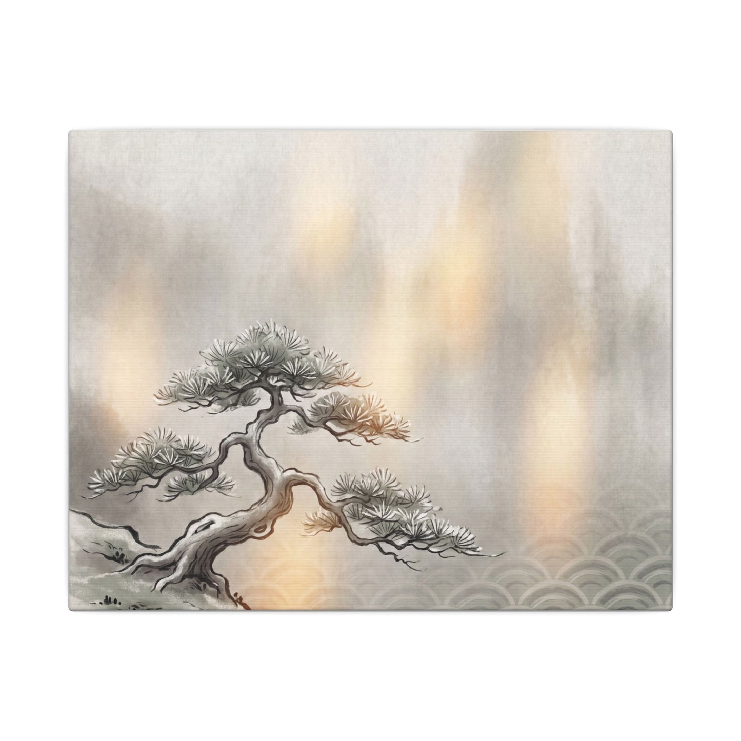 Pine Tree Canvas Art | Winter Japandi Japanese Pattern Art