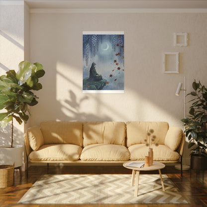 Zen Wisteria in Moonlight | Ukiyo E Inspired Canvas Art